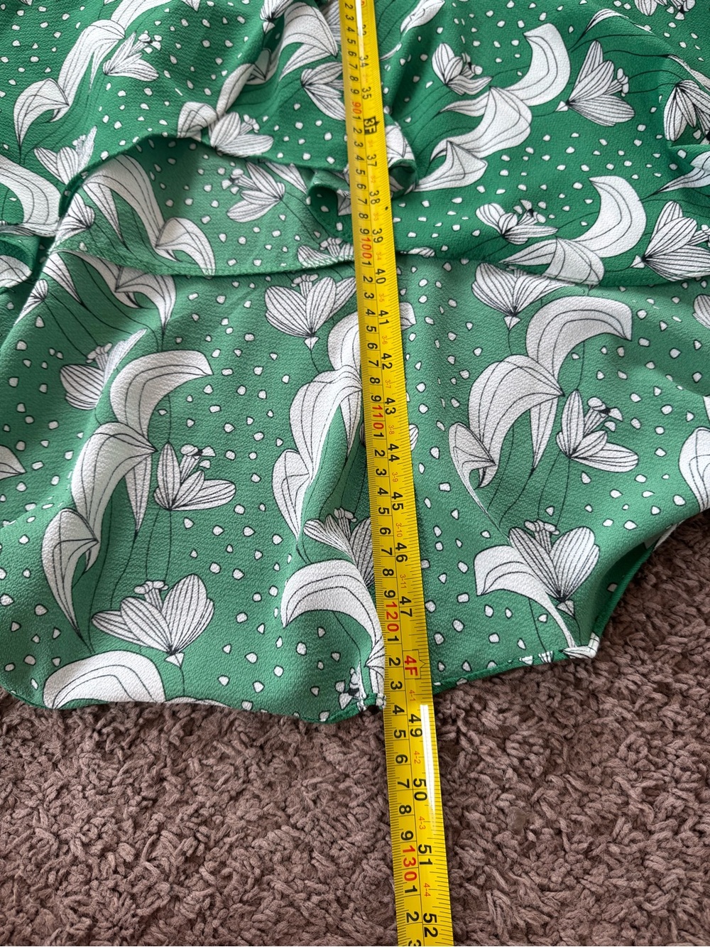 Max Studio Green Floral Print Ruffle Wrap Dress High Low Midi Flutter Sleeve XS - Picture 9 of 11
